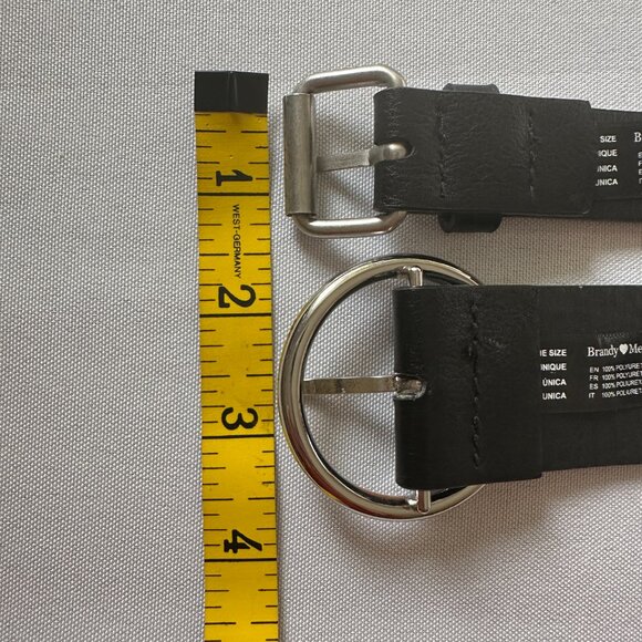 Brandy Melville Belts Lot of 2 Black Faux Leather Silver Buckle Rivet Holes - Picture 14 of 15